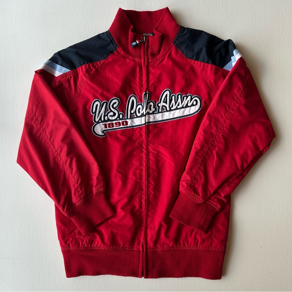 U.S. Polo Assn. Red Jacket with Black and White Details